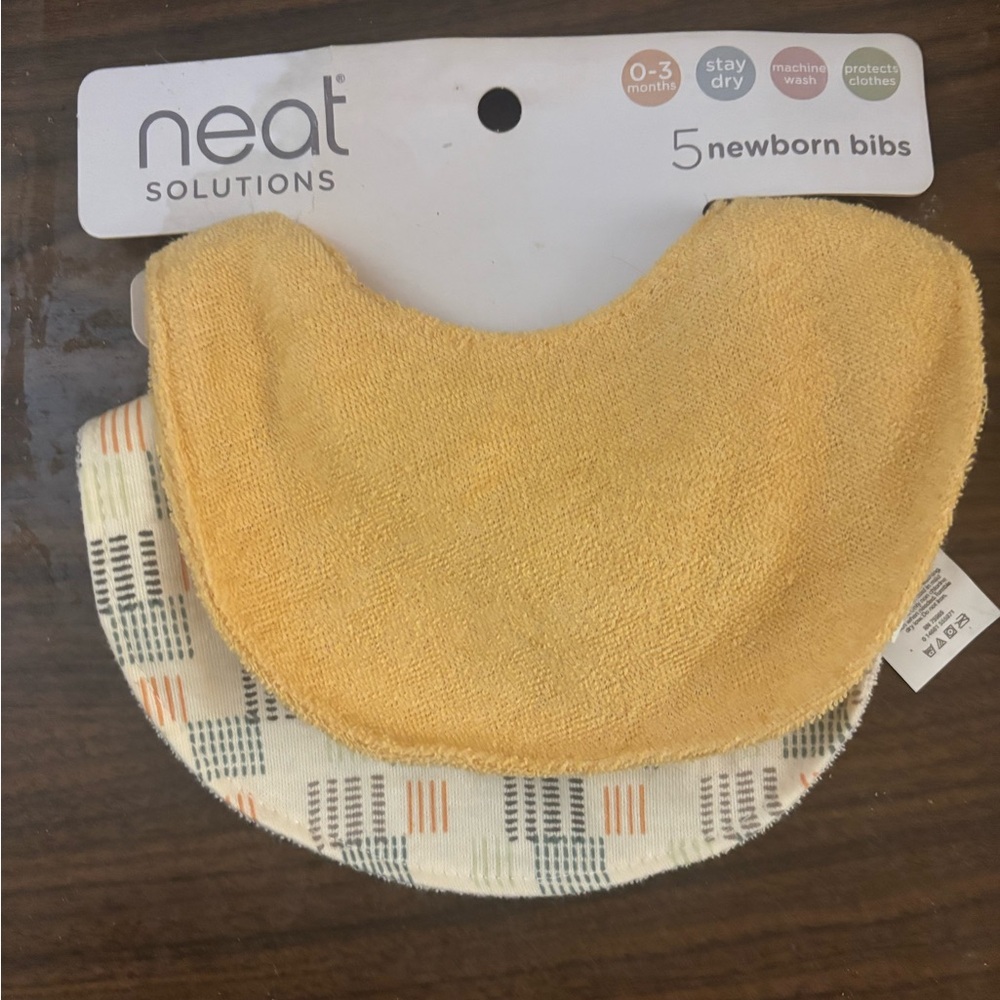 Yellow and Patterned Newborn Bibs